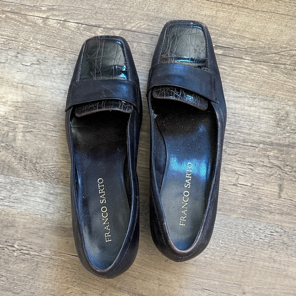 Franco Sarto Black Leather Loafers